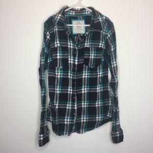 So X-Small blue plaid flannel
